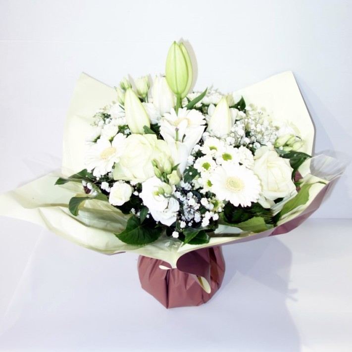 bouquet deuil blanc