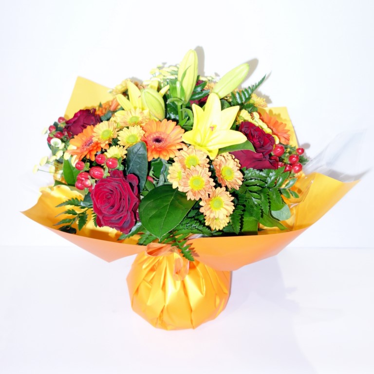 Bouquet de fleurs deuil coloré