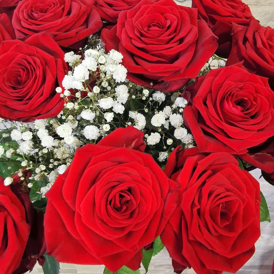 Bouquet de GRANDES roses rouges et FEUILLAGE - Livraison Toulouse - Calypso  Fleurs