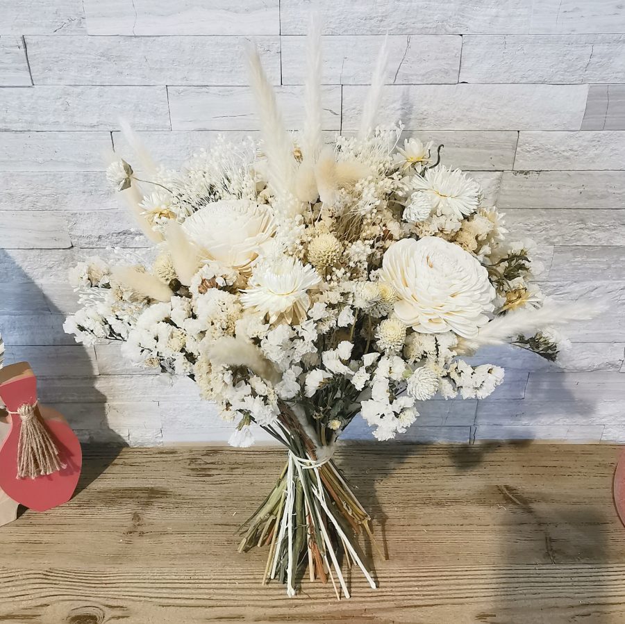 Bouquet D’Amaranthus Séchés Blanc - 60-80 Cm - Fleurs Suspendues Naturelles Pour Déco Mariage, Maison - 3