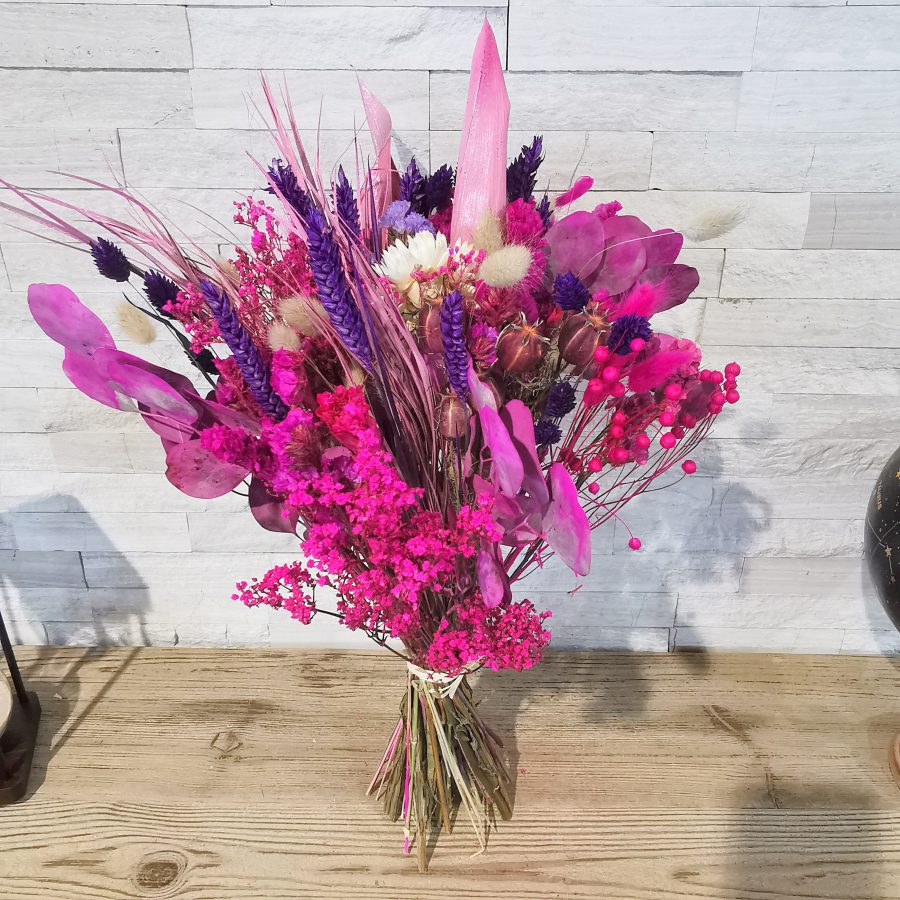 Bouquet De Fleurs Séchées Décoratives 55 Cm - Rose Araba Naturel - Neuf
